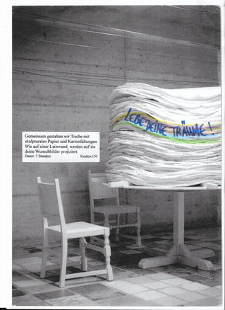 Gestaltung von Tischen in einem Workshop von Kunst und Entfaltung Doris Scharfetter-Vogelsberger